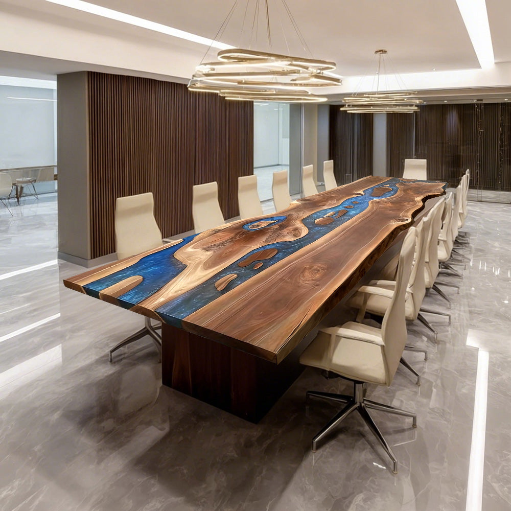 Custom Black Walnut Live Edge Epoxy Table in Chicago