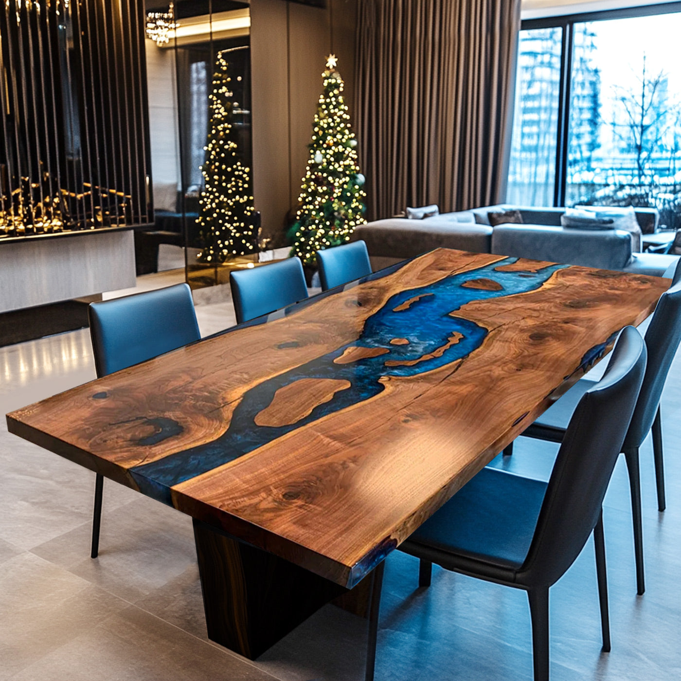 Black Walnut Epoxy Conference Table - Kazanahome