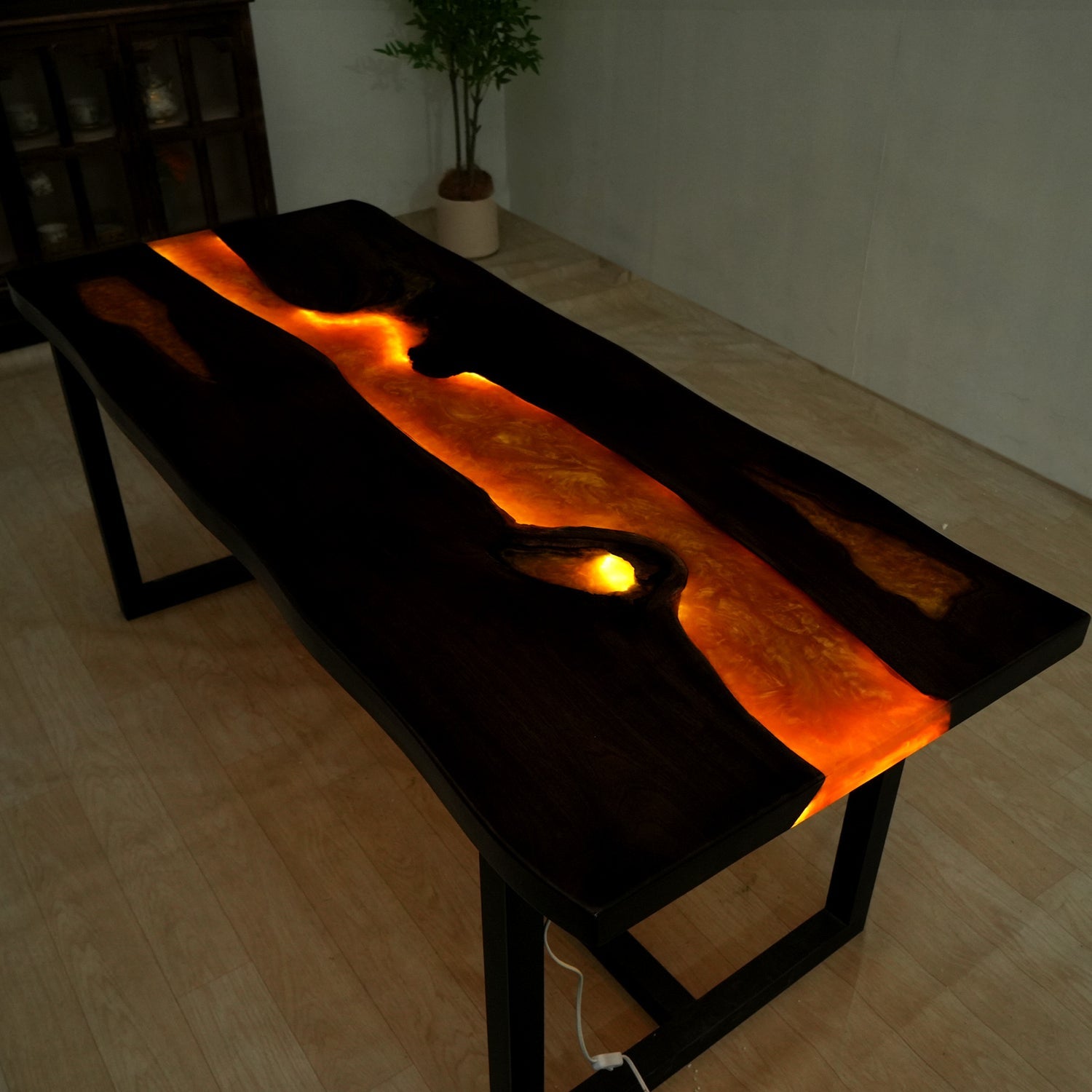 Wood Epoxy Table With LED Light in Colorado