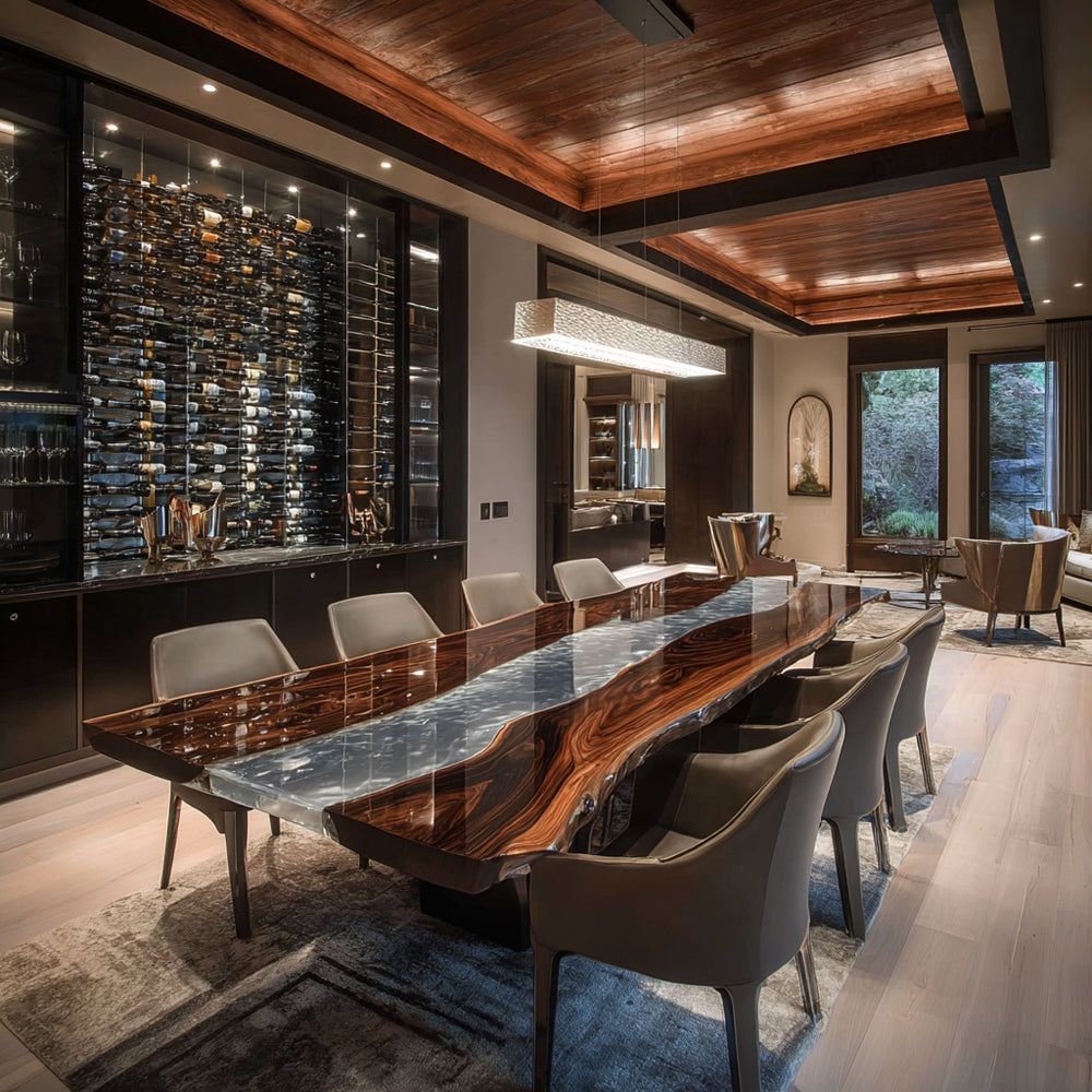 Custom Gray River Walnut Tavern Epoxy Table for Modern Bars & Hospitality Decor in Miami