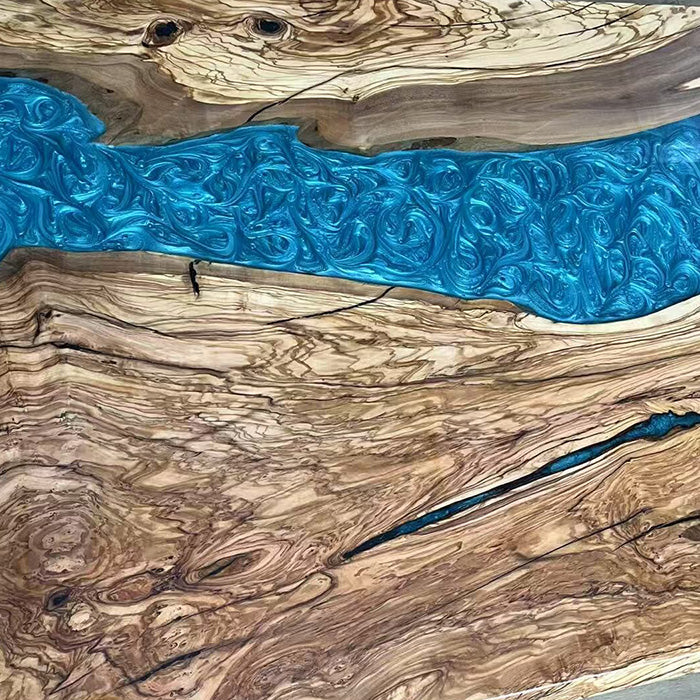 Handmade Olive Wood Resin Epoxy Table - Kazanahome