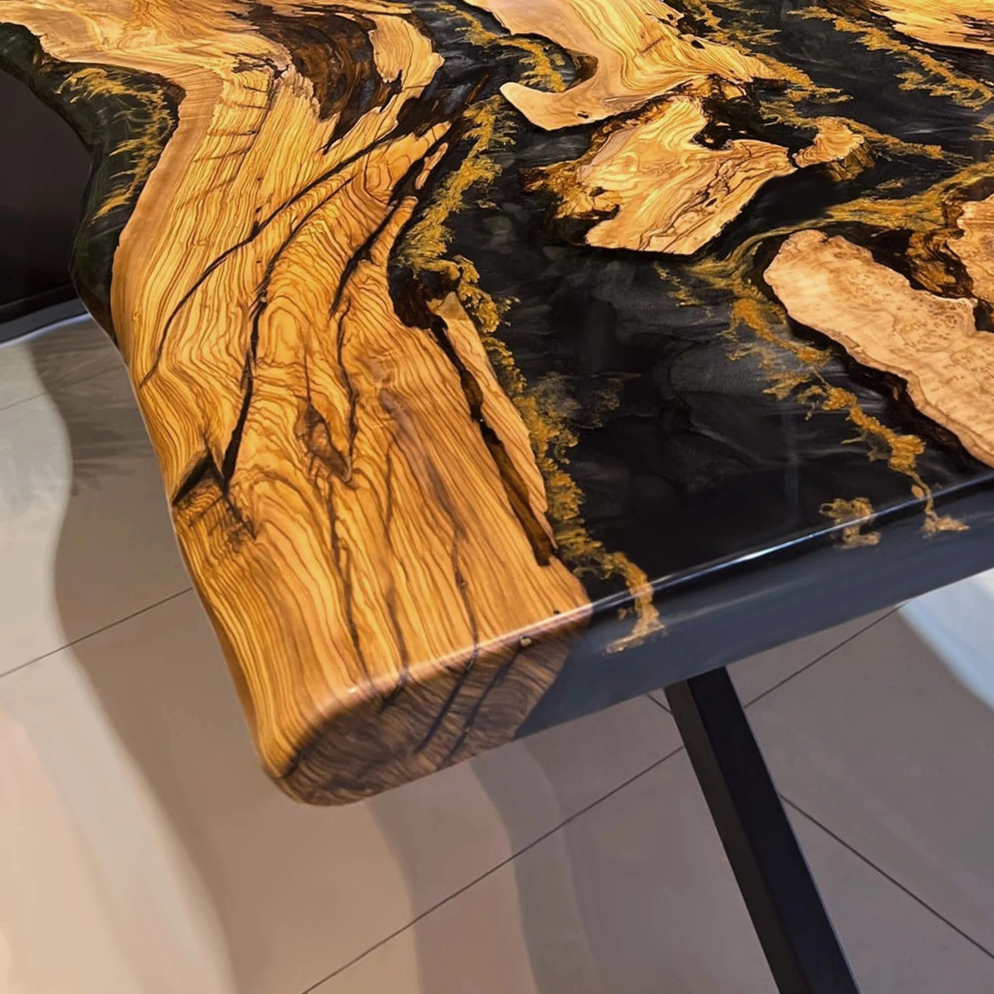 Olive Live Edge Resin Epoxy Table in California