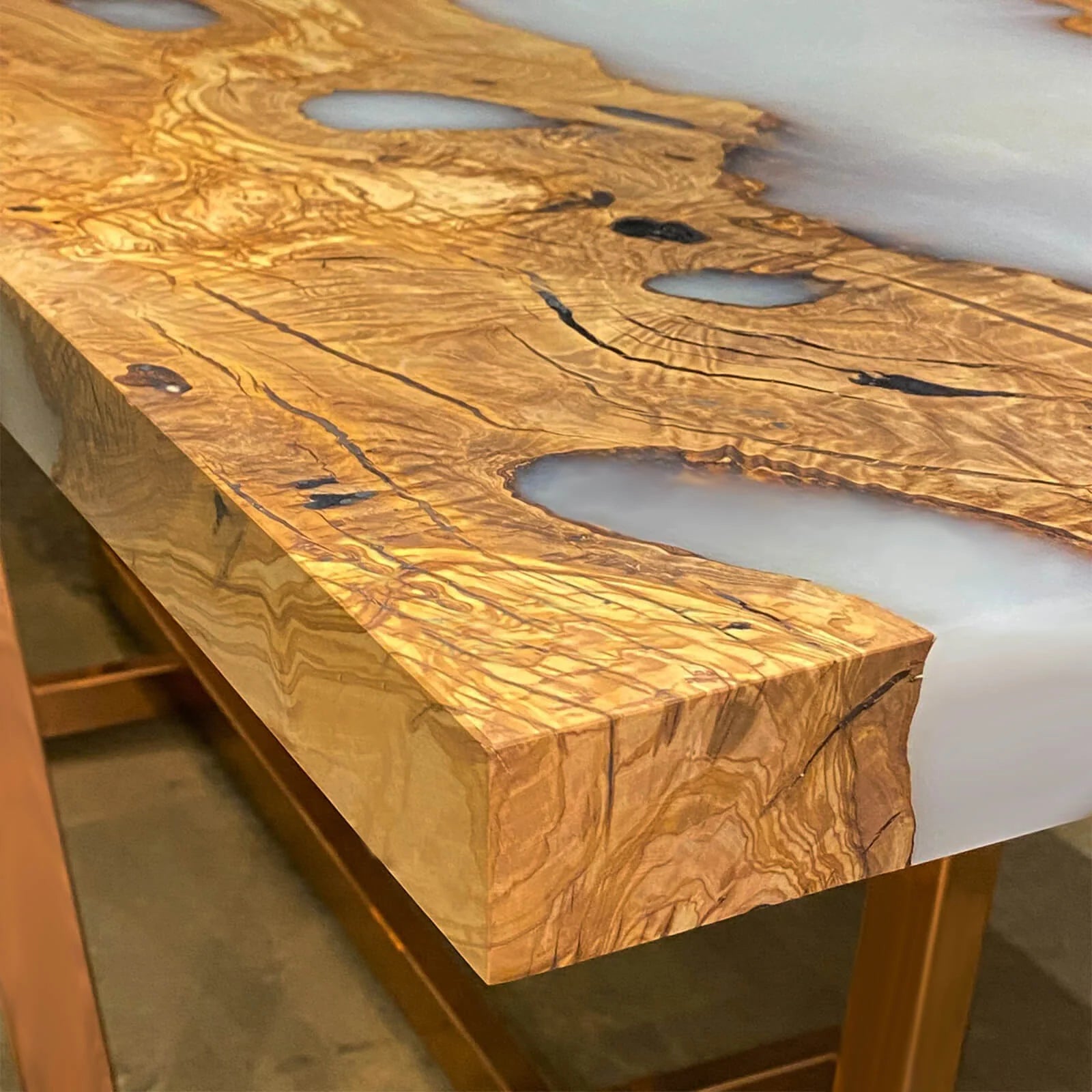 Custom Olive River Resin Epoxy Table 