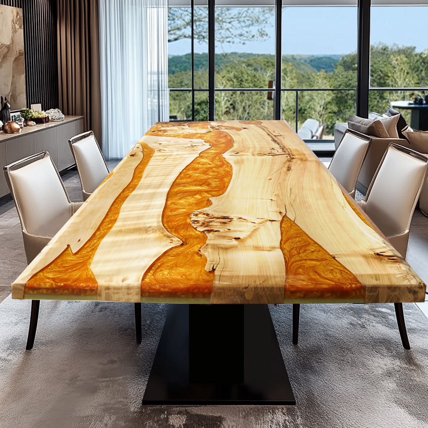 Custom Poplar Epoxy Resin Dining Table CT94 in San Francisco 