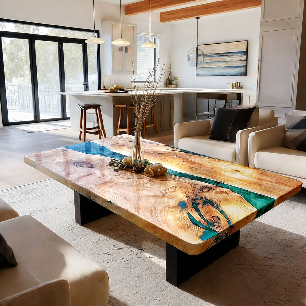Custom Poplar River Epoxy Table in Dallas
