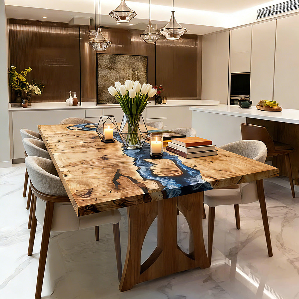 Poplar Seawave River Epoxy Table in Portland