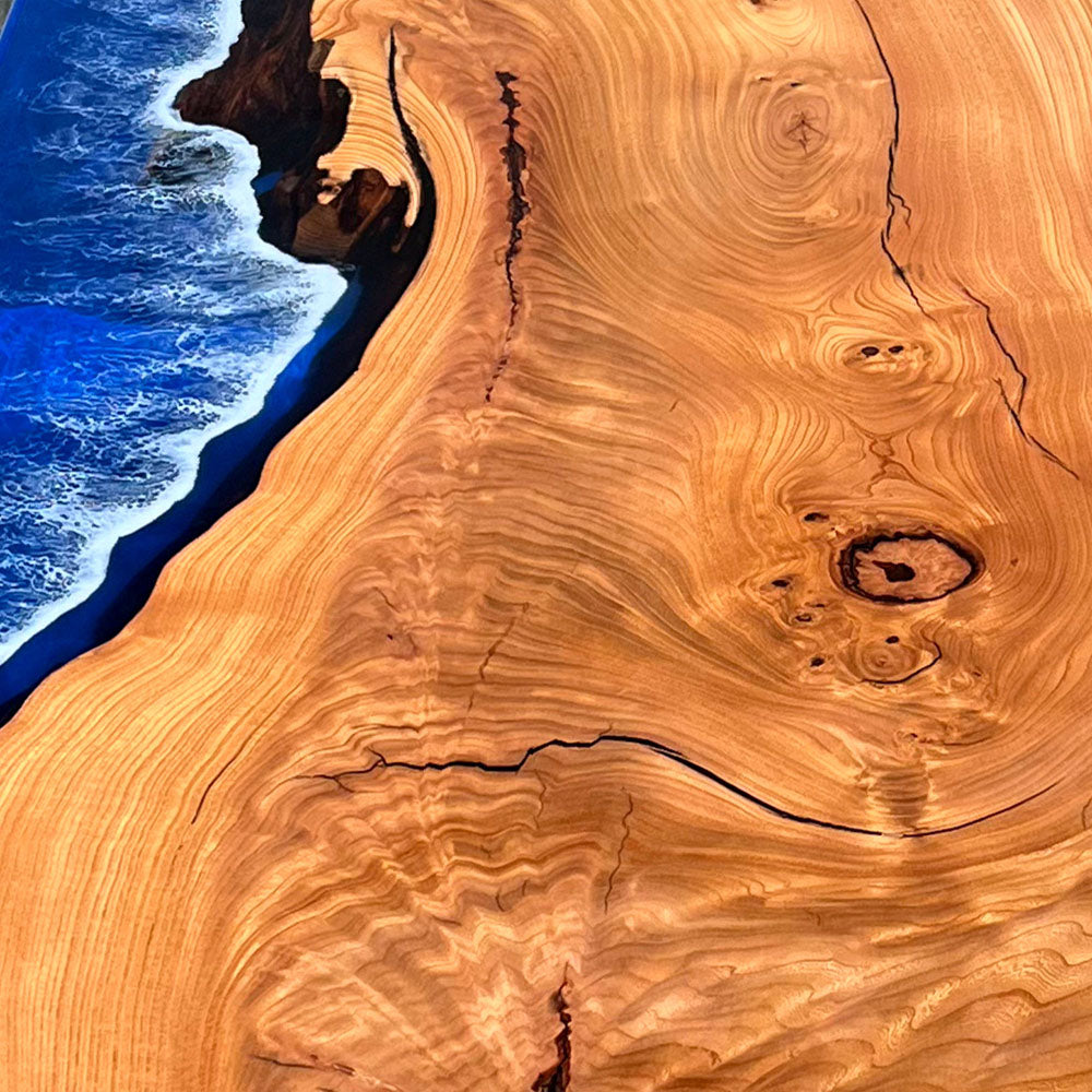 Premium Beech Wood & Deep Sea Epoxy River Table in Austin
