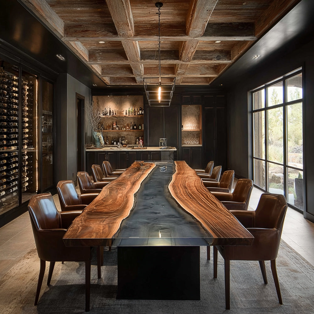 Walnut Tavern Epoxy Table for Modern Bars & Hospitality Decor in Miami