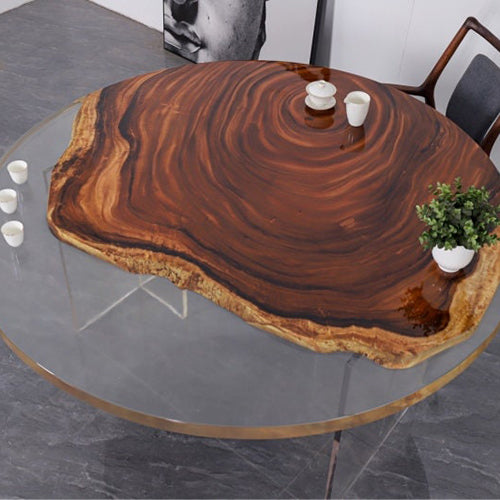 Custom Round Wood Epoxy Table