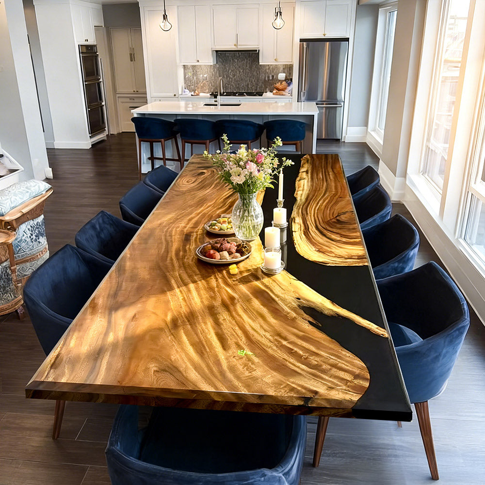 Custom Black Resin Epoxy Table in Texas