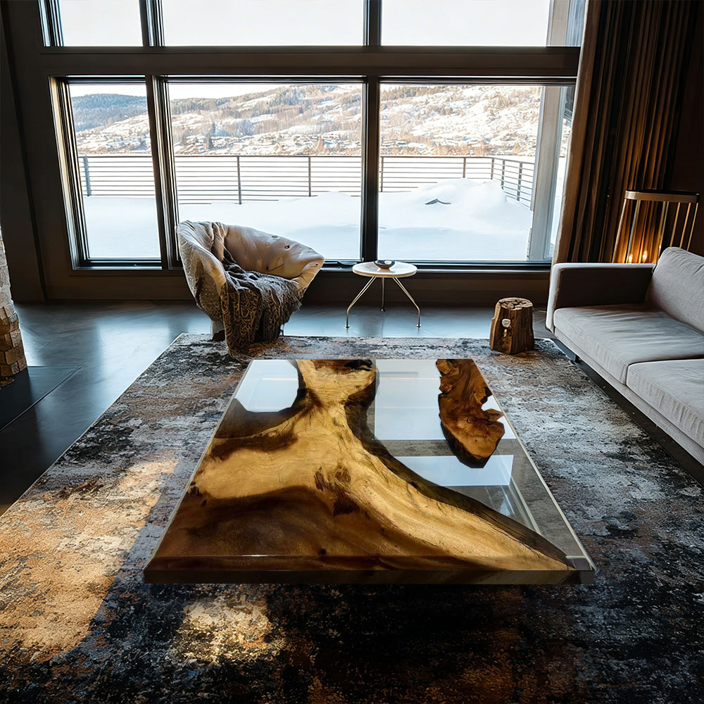 Custom Walnut Square Epoxy Table