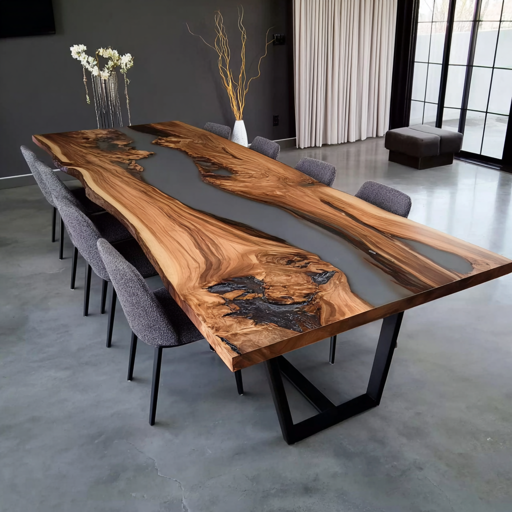Custom Walnut Epoxy Table in Los Angeles