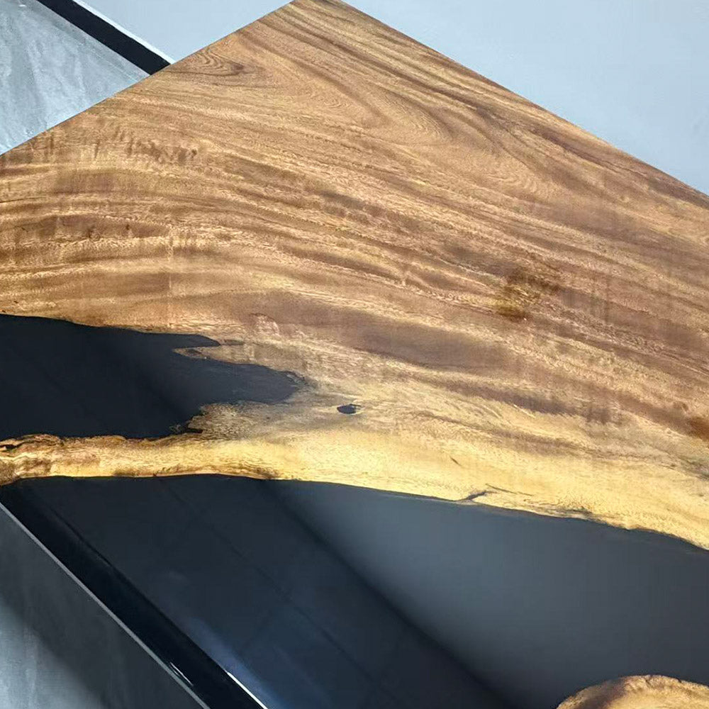 Custom Walnut Black Resin Epoxy Table in Texas