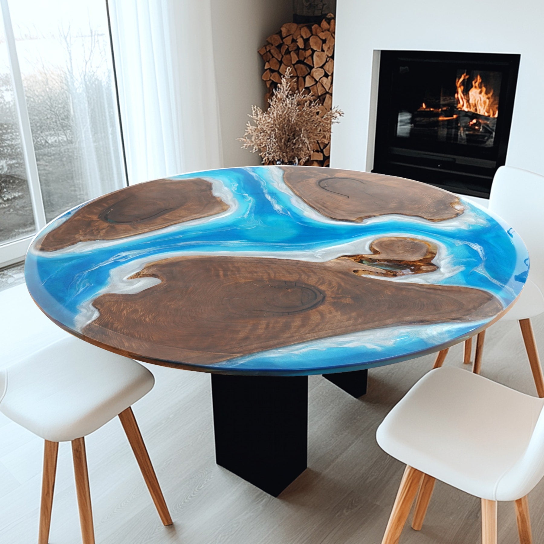 Custom Wood Epoxy Table in Los Angeles