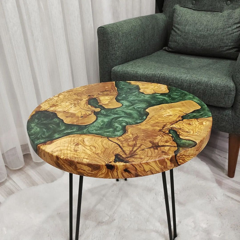 Custom Wood Round River Epoxy Table in Raleigh 