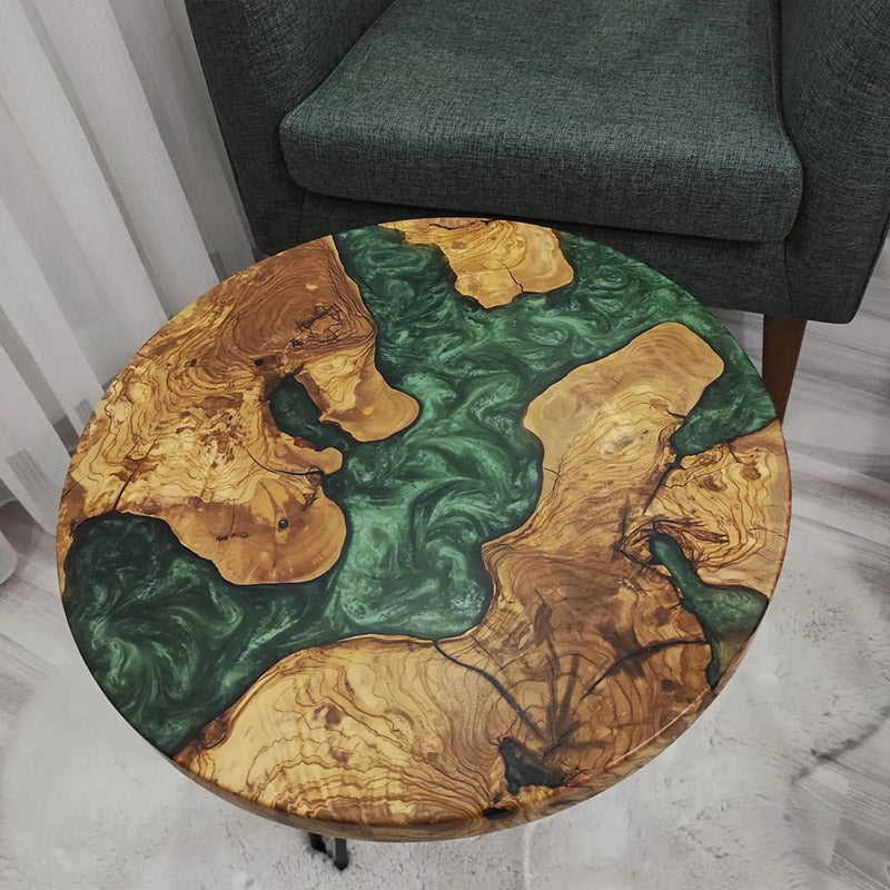 Custom Wood Round Resin Epoxy Table 