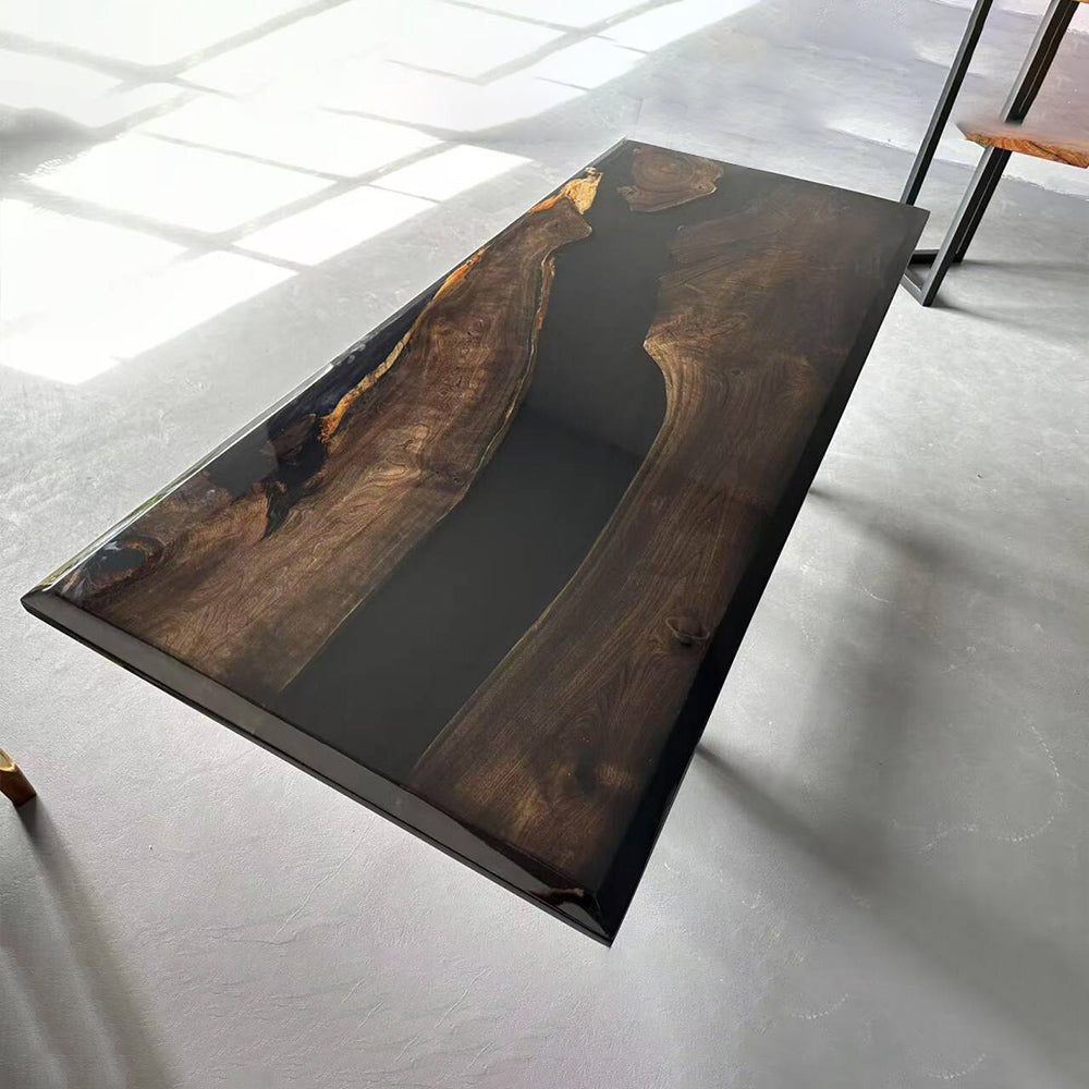Black Walnut Wood Stained Epoxy Table