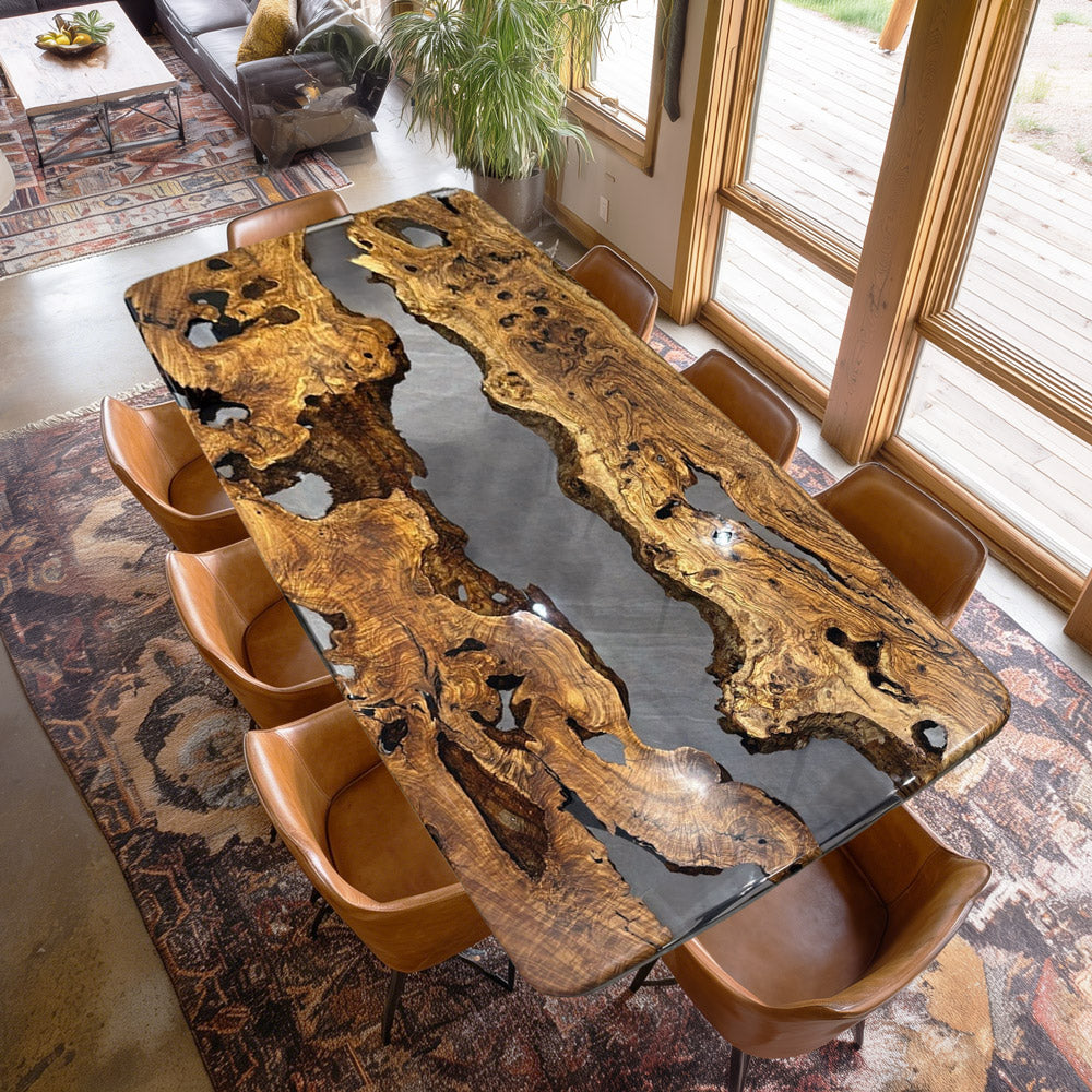 Gold Camphor Epoxy Table for Luxury Home Staging in New York
