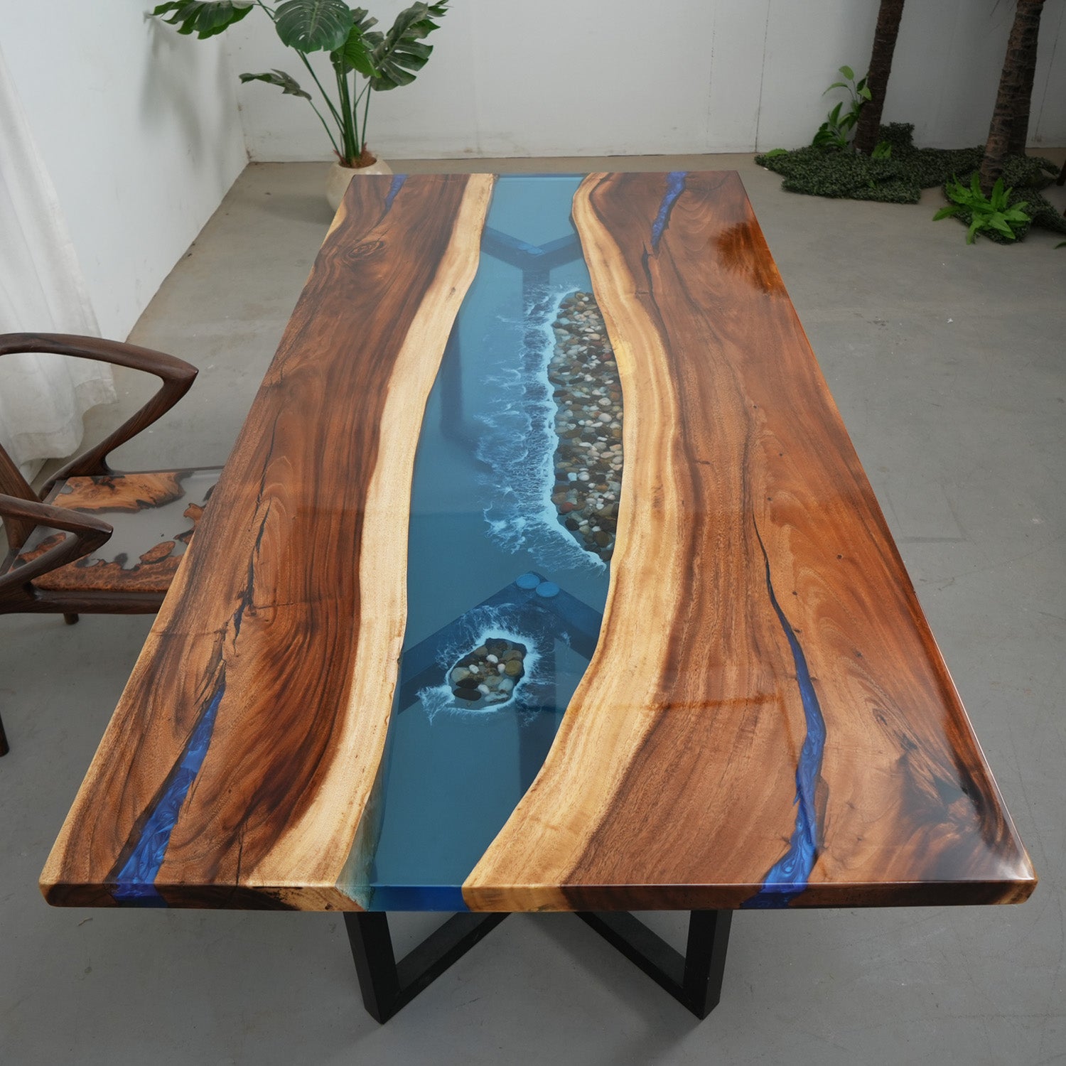 Epoxy-Walnut-Blue-River-Dining-Table_in_Miami