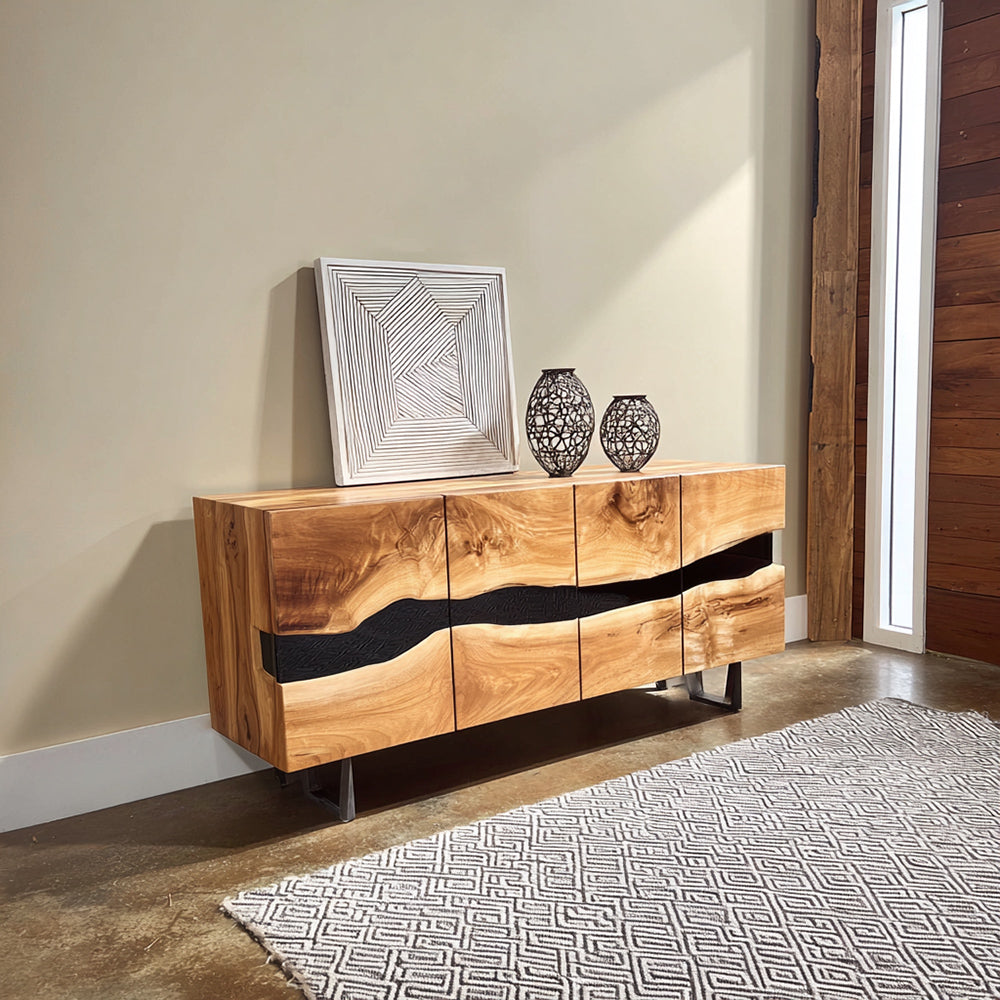  Walnut Epoxy Credenza for Dining Living Room Conference in California