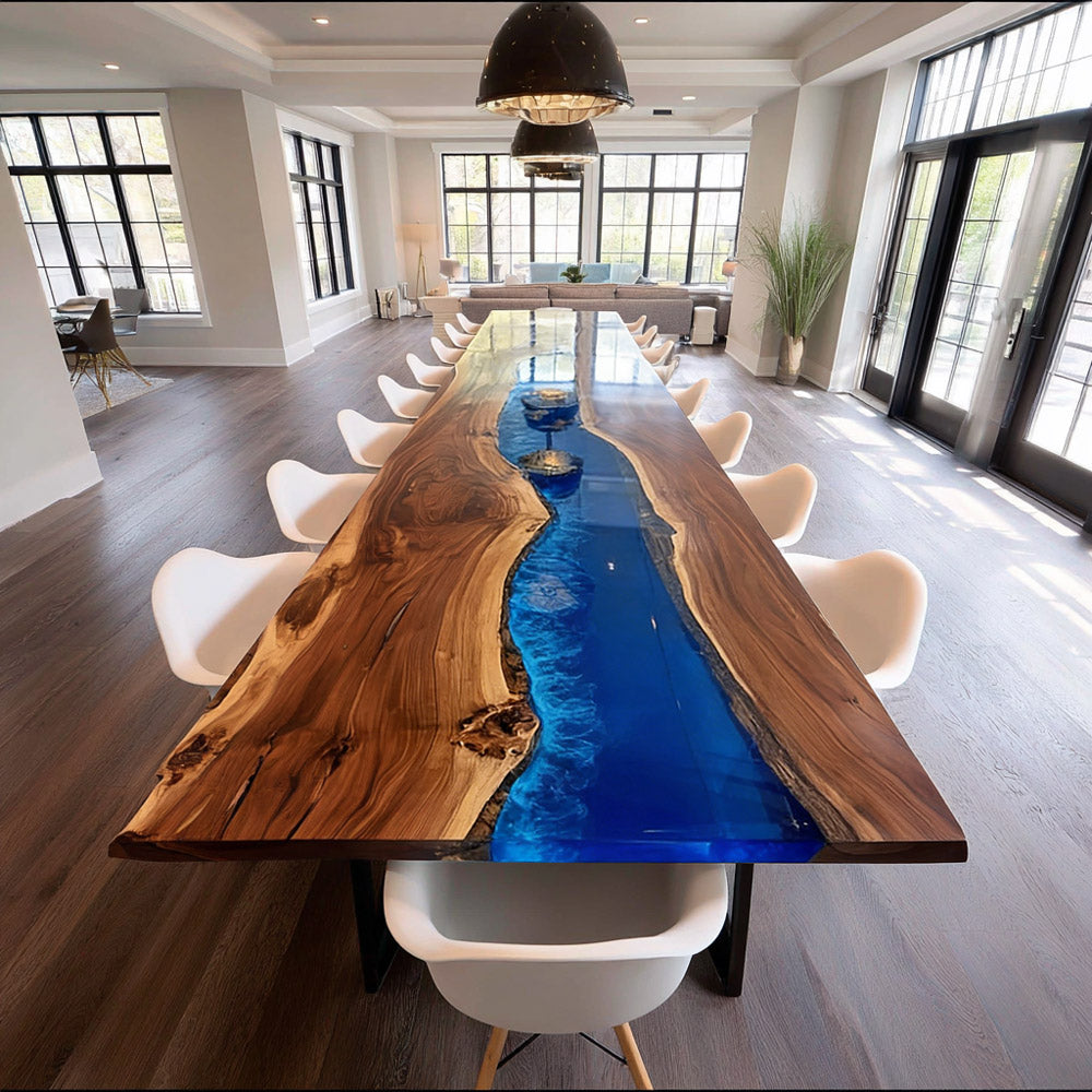 Extra Large Walnut Coastal Boardroom Table – Meeting Surface for Tech & Design Firms in Brooklyn 