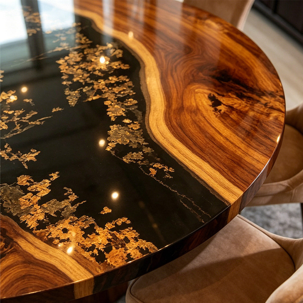Black Walnut Round Epoxy Table RT33 in San Diego 