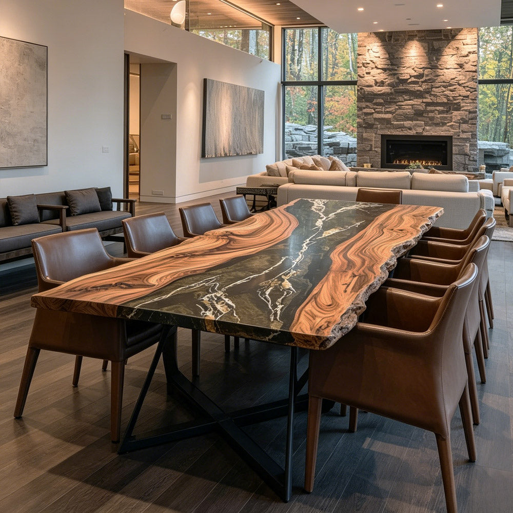 Glamorous Walnut Epoxy Table KCT94