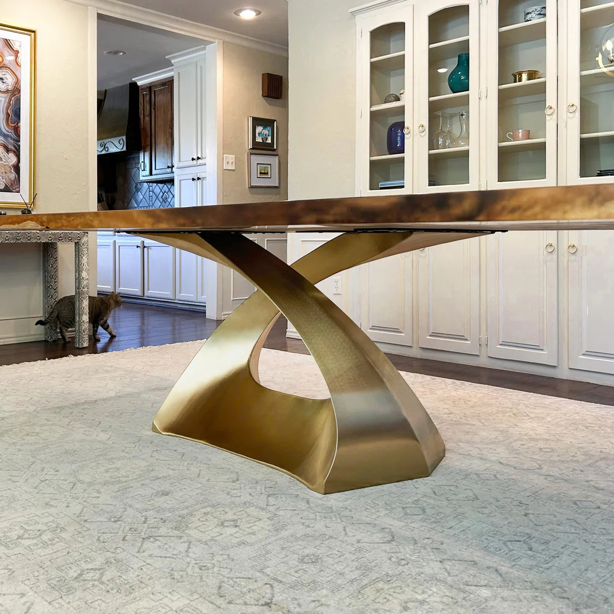 Gold Sculpture Table Base 307 Sculpture X-shaped 28" H for Table Tops