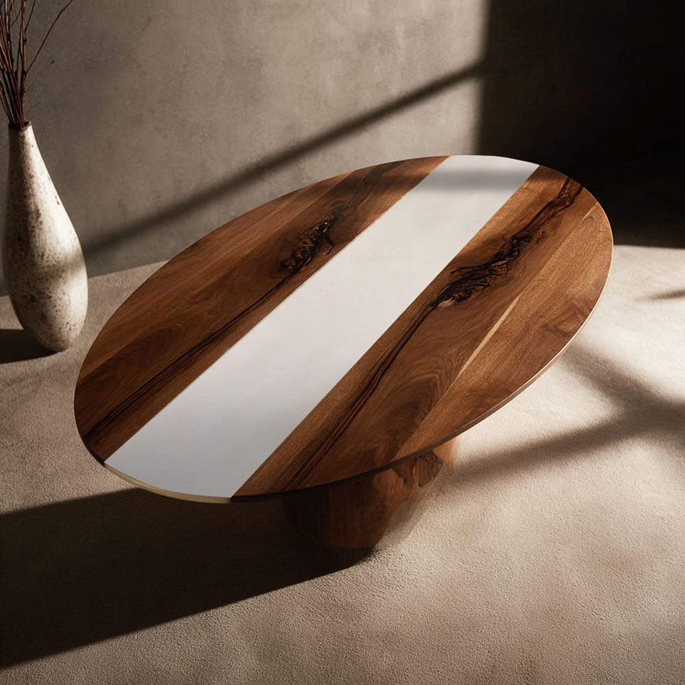Oval Black Walnut Epoxy Table in Napa Valley 