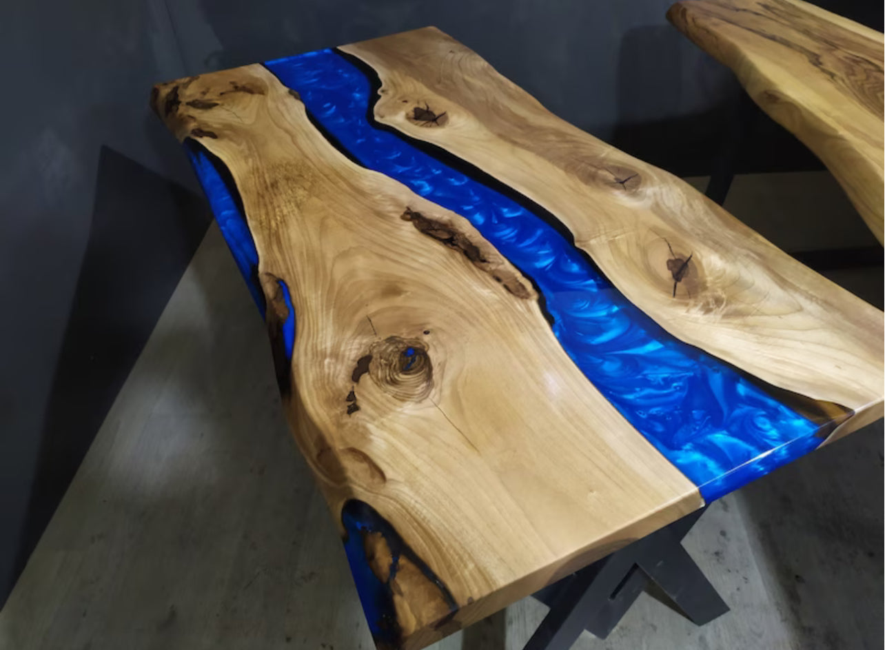 Custom Olive Epoxy River Table For Rosie