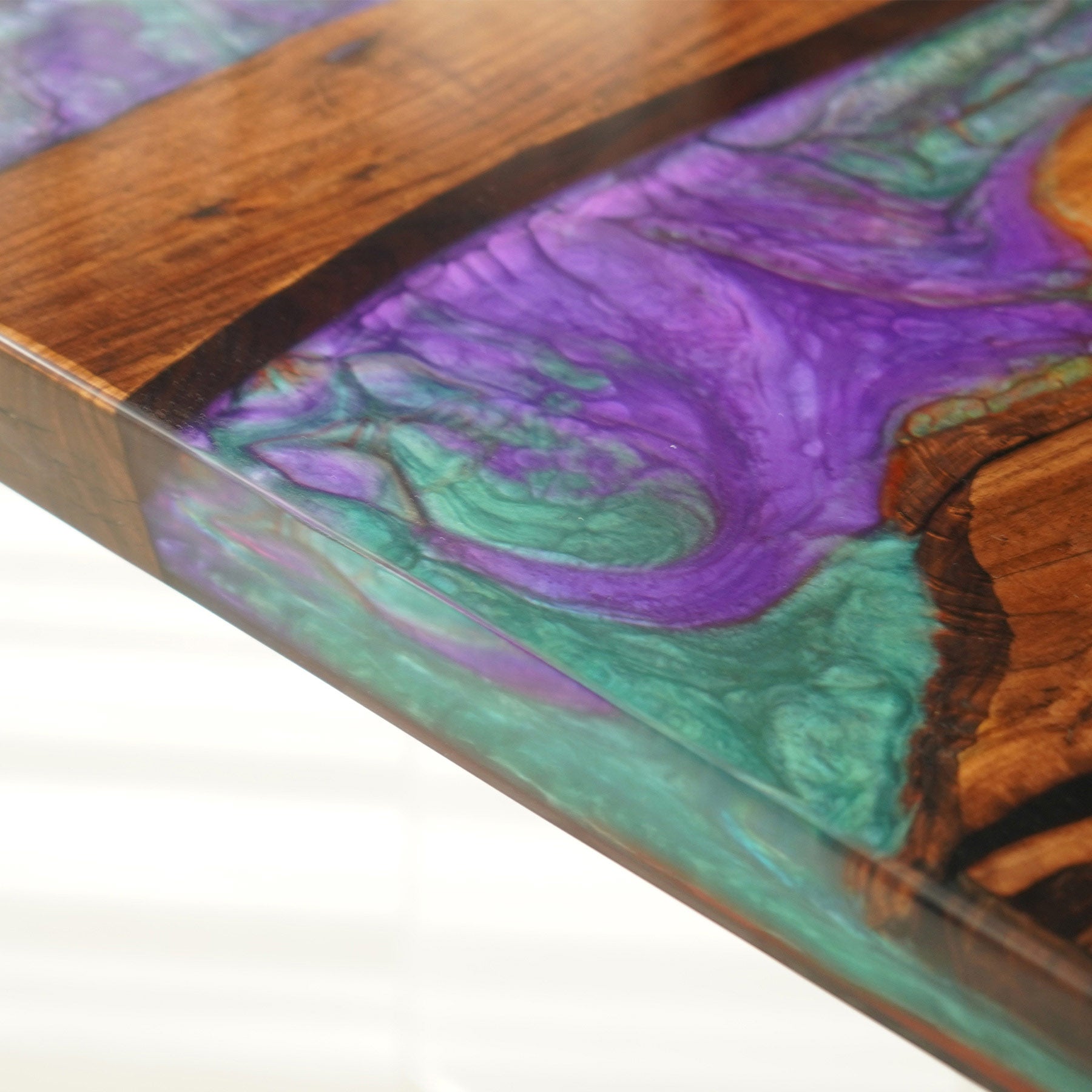 Custom Wood Black Walnut Mixed River Epoxy Table