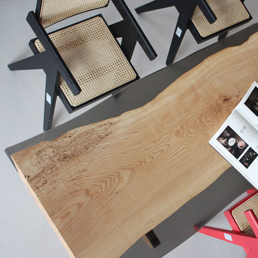 KAZANA Ash Wood Epoxy Live Edge Table Resin Dining Table