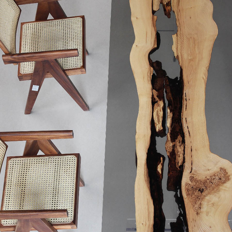 KAZANA Ash Wood Epoxy  River Table Resin Dining Table