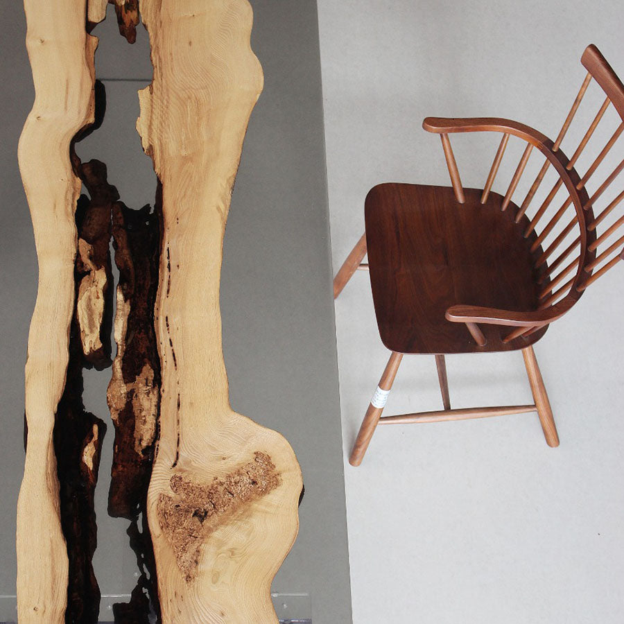 KAZANA Ash Wood Epoxy  River Table Resin Dining Table
