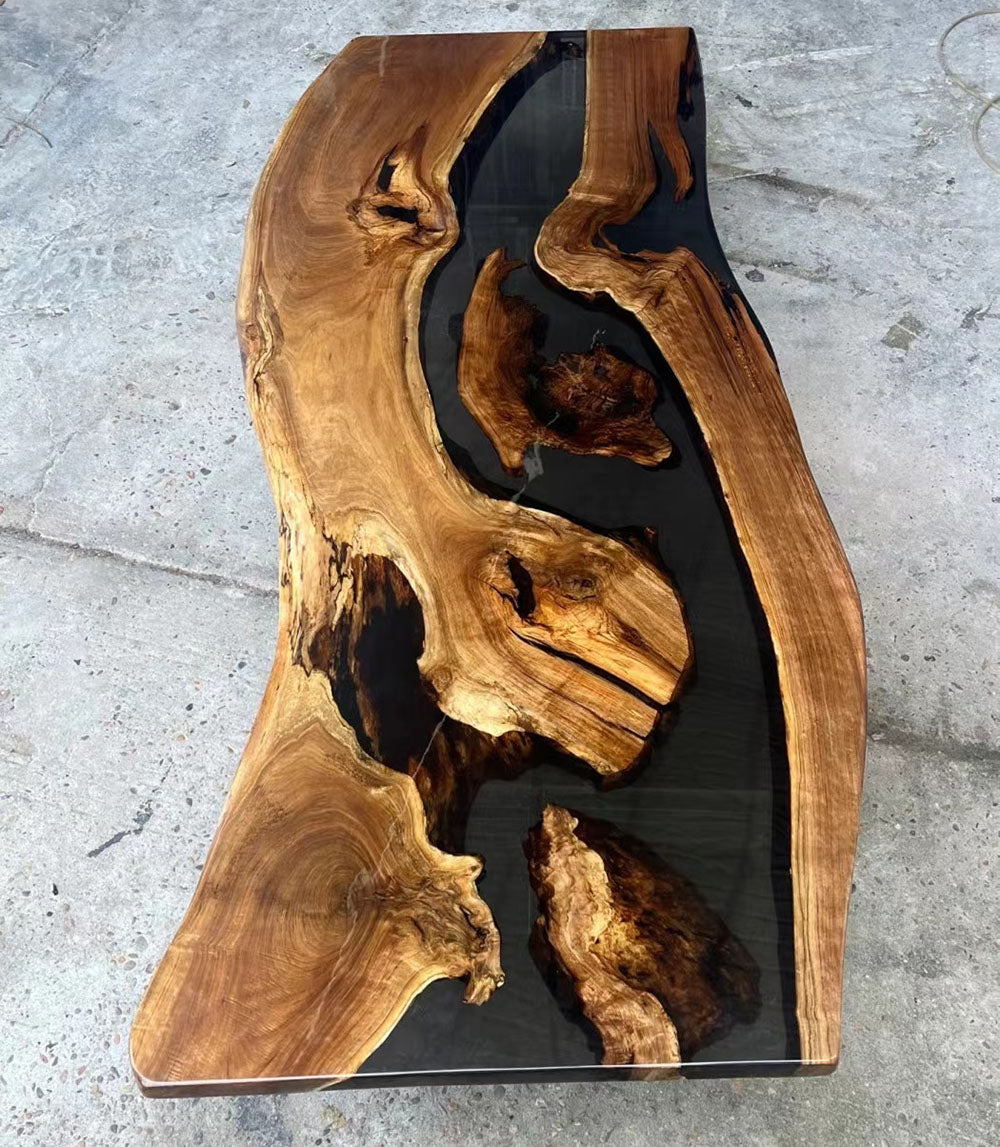 Black Walnut Wood Epoxy Table - KAZANAHOME 