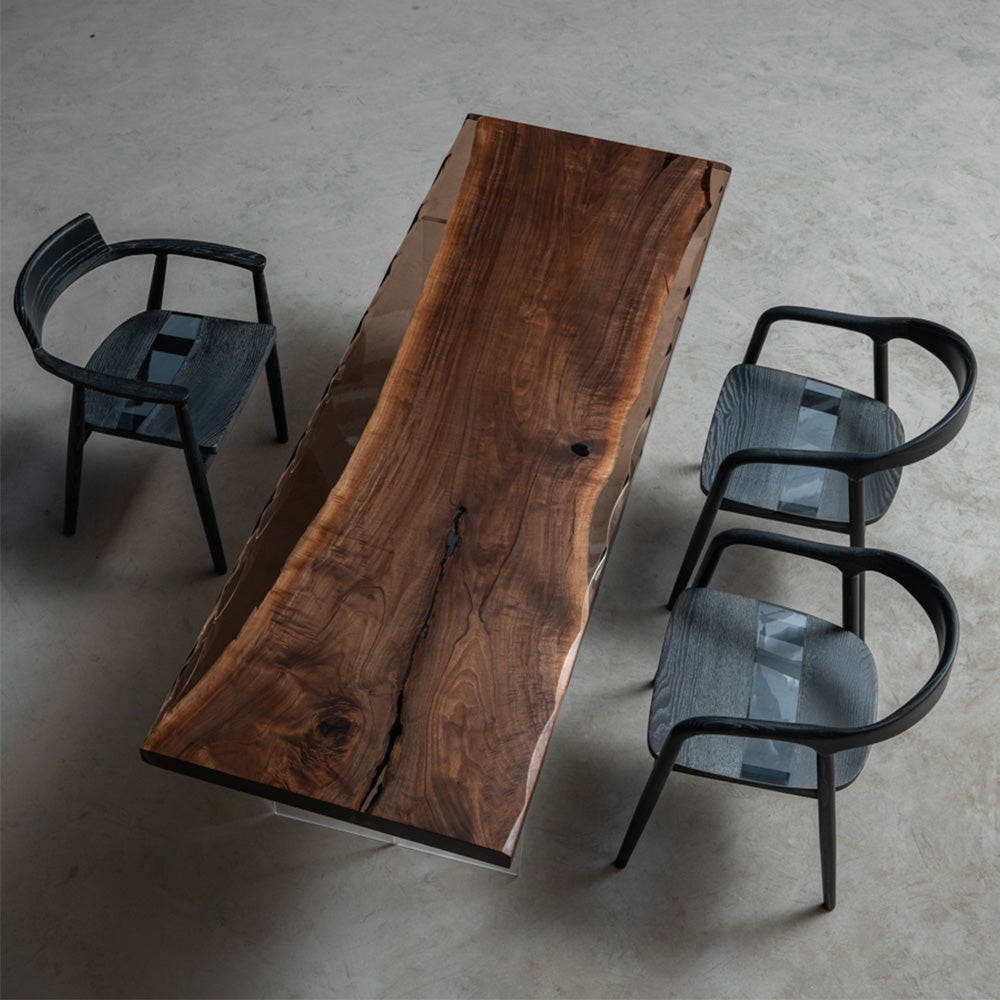KAZANAHOME Black Walnut Epoxy Resin Table