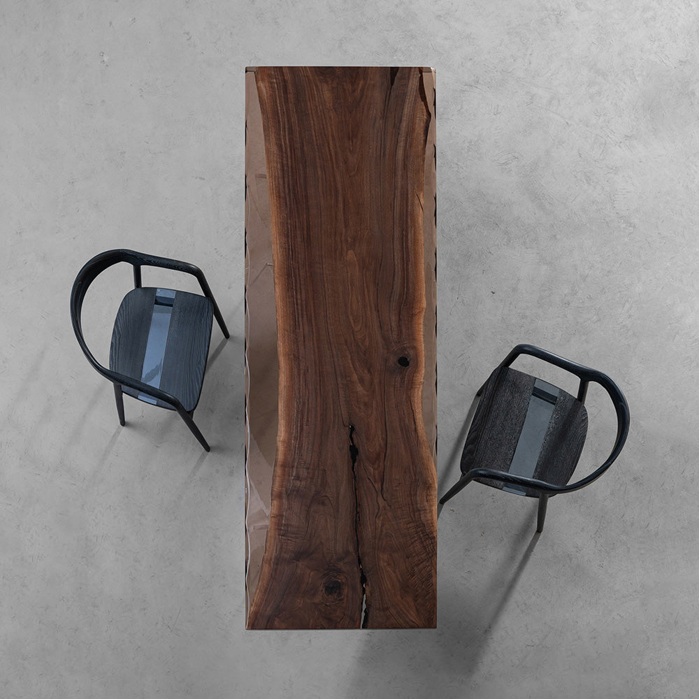 KAZANAHOME Black Walnut Epoxy Resin Live Edge Table
