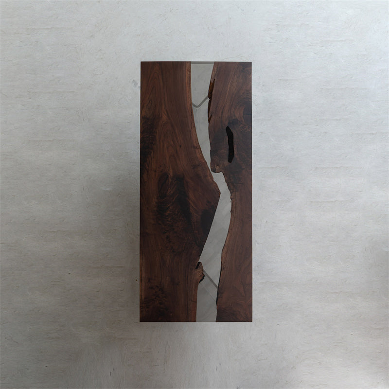 Black Walnut Wood Table with Epoxy River  - Kazanahome
