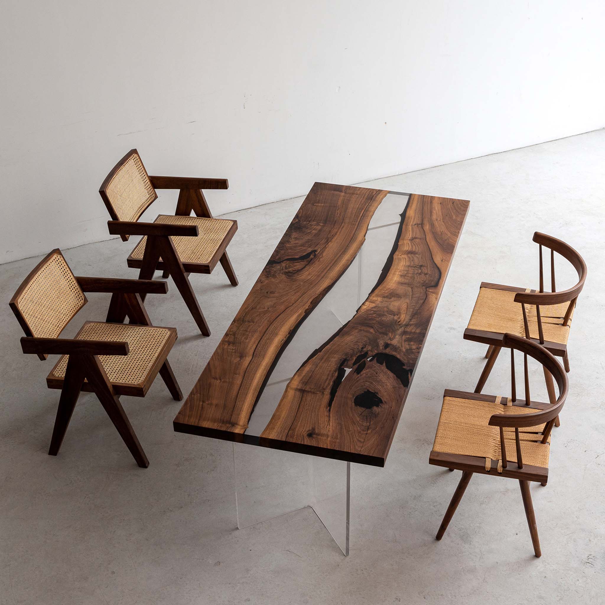 Black Walnut Wood Table with Epoxy River - Kazanahome