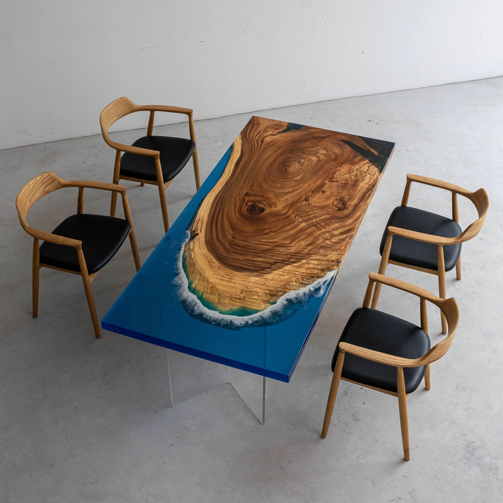 Black Walnut Wood Epoxy River Table - Kazanahome