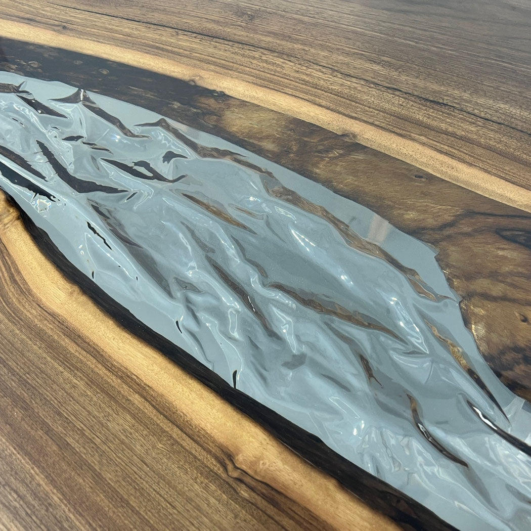 KAZANA Black Walnut Ice-Cracked Epoxy River Table 93.70"L 35.43"W