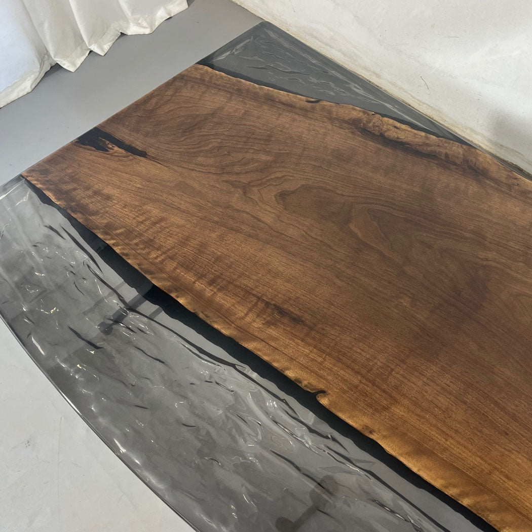 KAZANA Black Walnut Live-Edge Ice-Cracked Epoxy Table 81.10"L 31.49"W