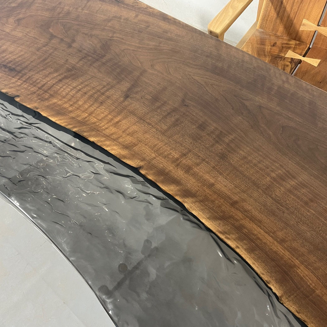 KAZANA Black Walnut Live-Edge Ice-Cracked Epoxy Table 81.10"L 31.49"W
