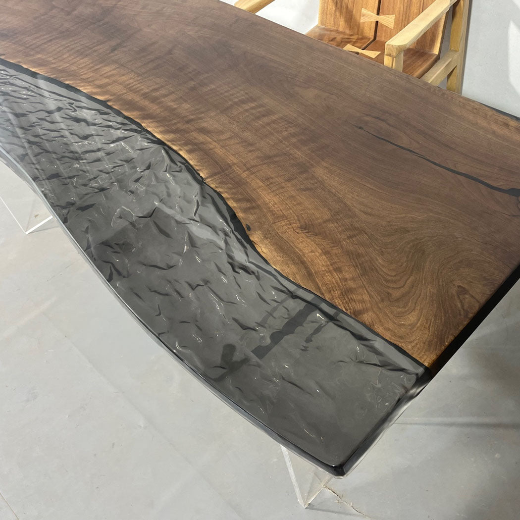 KAZANA Black Walnut Live-Edge Ice-Cracked Epoxy Table 81.10"L 31.49"W