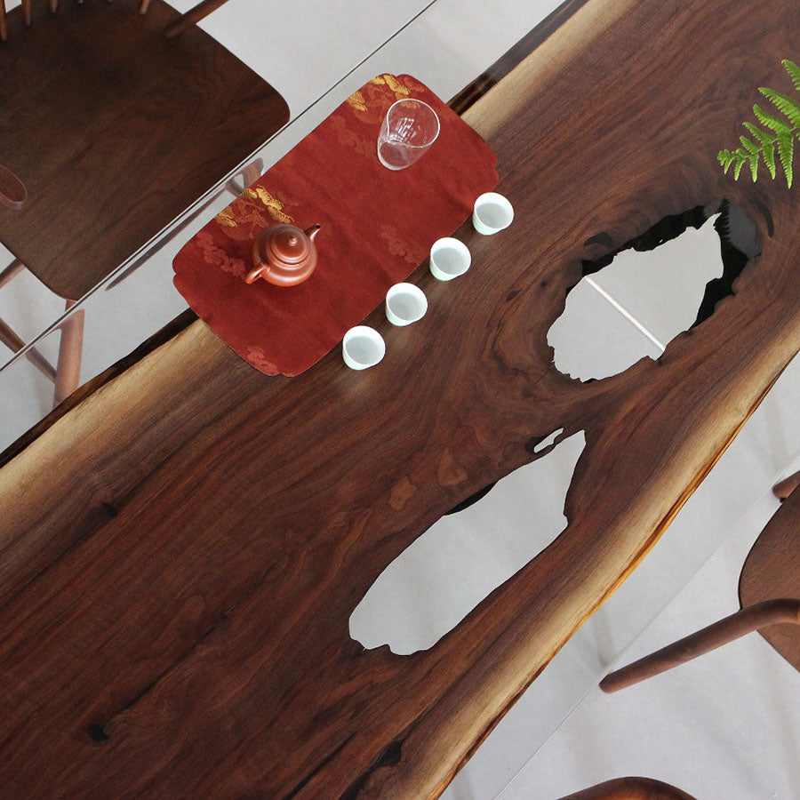 KAZANA Clear Epoxy Resin Table with Black Walnut Wood