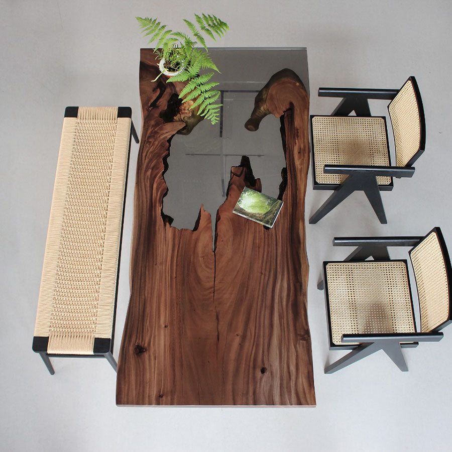 Walnut Wood Epoxy Table - Kazanahome