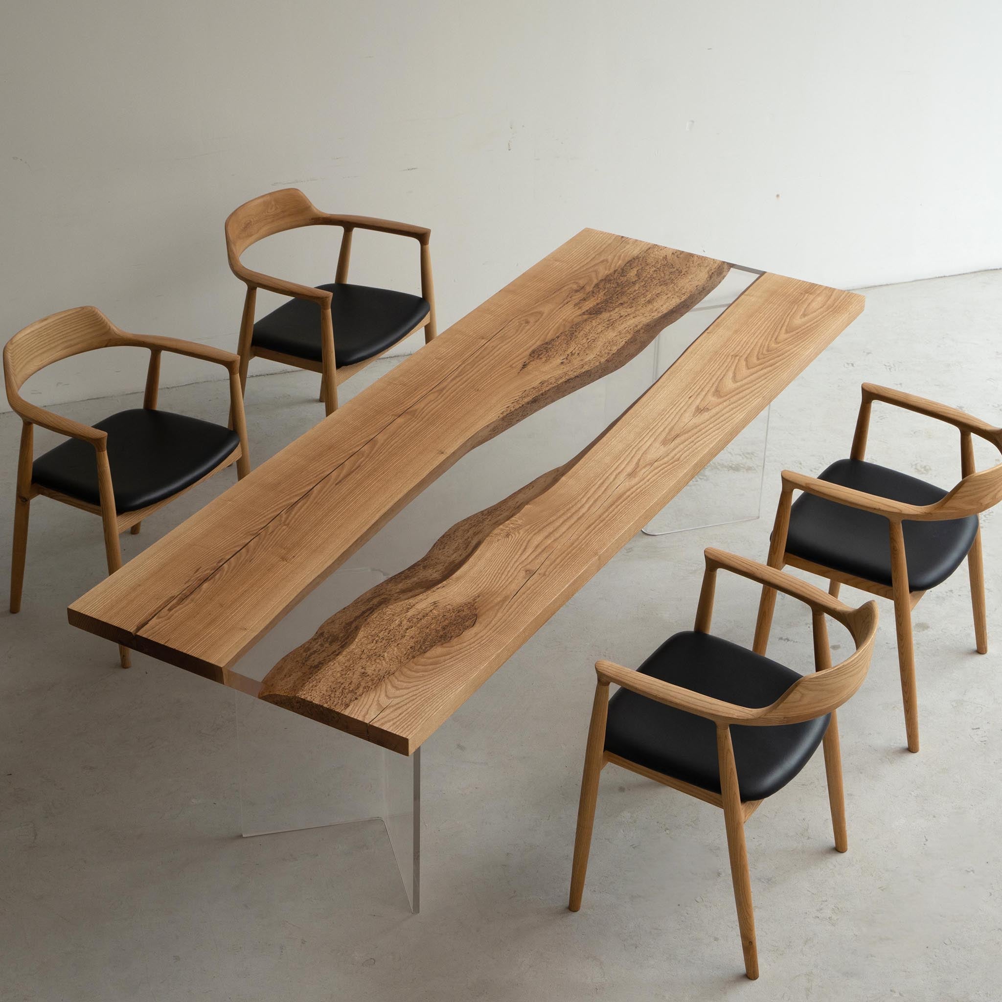Ash Wood Table with Epoxy Resin River - Kazanahome