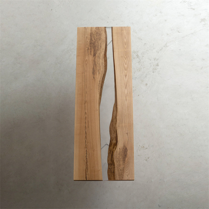 KAZANA Handmade Ash Wood Epoxy Resin River Table