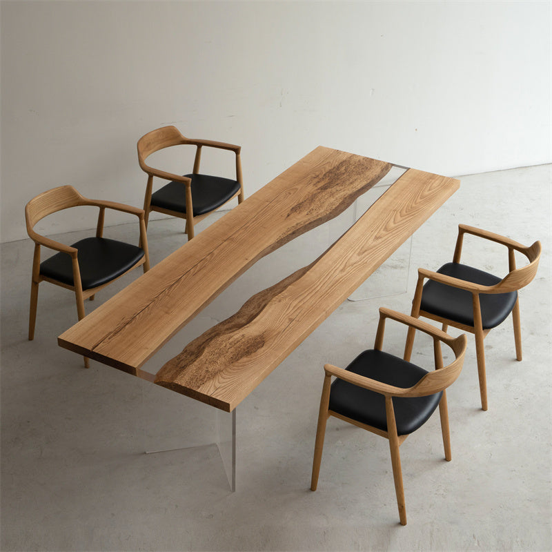 Handmade Ash Wood Epoxy Resin River Table - Kazanahome