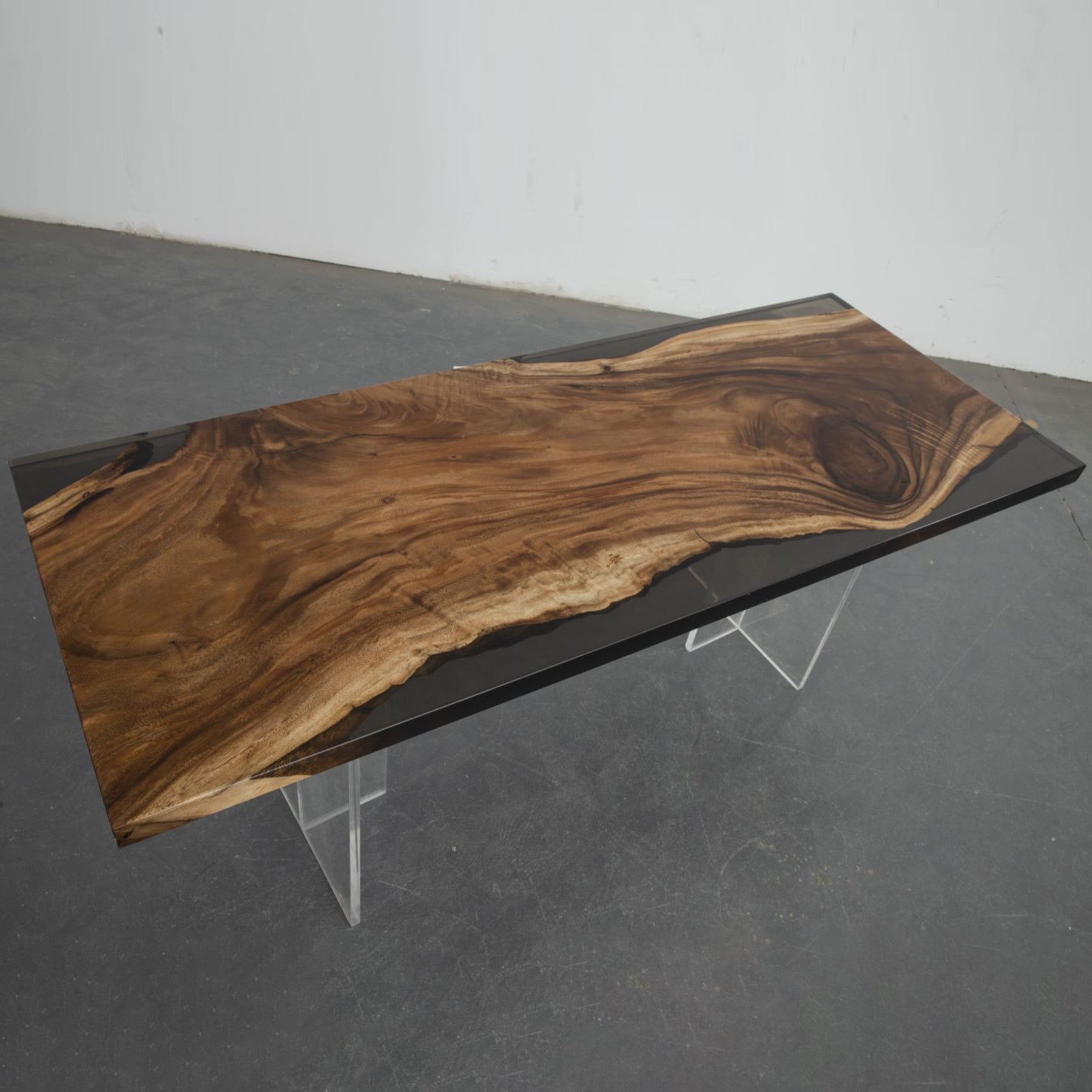 KAZANA Handmade Epoxy Resin Living Dining Table with Walnut Wood 31.50"Wx78.74"L